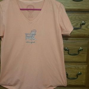 Life is good v neck to shirt